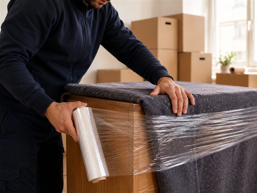 Embalaje y protección de muebles antes de una mudanza de vivienda